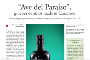 Ave del Paraíso gin de autor made in Lanzarote - Lancelot